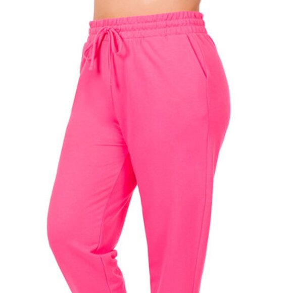 Zenana Plus french terry jogger pants with side pockets - Picture 1 of 5